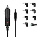 LIANSUM DC 12V 2A Car Charger Universal Power Cord 5.5x2.1mm to Cigarette Lighter with 8 Connector for DVD Player, GPS, Bluetooth Speakers, Breast Pump, label maker, Camera, router, CD Player 5FTCable