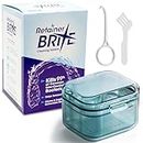 Retainer Brite Cleaning Kit Including 96 Tablets (3 Month Supply) and Case - Retainer Box Ideal for retainers, mouthguard, dentures, invisalign. Removes Plaque and Tartar. (Blue)