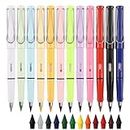 12pcs Inkless Eternal Colored Pencils with Erasers, Infinity Pencil Coloring Metal Pencils, Everlasting Pencil with Extra 12 Replaceable Heads Inkless Pencil for Sketch, Drawing, School Supplies.