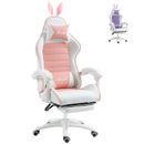Vinsetto Racing Style Gaming Stuhl mit Fußstütze abnehmbare Kaninchenohren, pink