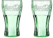 Set of 2 Classic Coke/Coca Cola Glasses 17 ounces-hint of green glass is beautiful and feels good in the hand