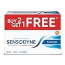 Sensodyne Toothpaste Fresh Gel Combo pack, Sensitive tooth paste for daily sensitivity protection, 450 gm multi-pack (150 gm - Buy 2+1 free)