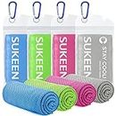[4 Pack] Cooling Towel (40"x12"), Ice Towel, Soft Breathable Chilly Towel, Microfiber Towel for Yoga, Sport, Running, Gym, Workout,Camping, Fitness, Workout & More Activities, Blue Gray Pink Green
