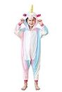 Novelty Unicorn Costumes Pyjamas Unisex Kids One-Pieces Cosplay Jumpsuit Halloween Onesie Xmas Gifts Blue Rainbow 8-10 T