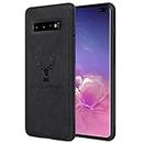 Mobin Back Cover Deer Anti Slip Grip Light Slim Fabric Soft Back Cover Case Compatible for Samsung Galaxy S10 Plus - Black