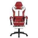 SUKIDA Gaming Chairs for Adults - Gaming Chair, Game Chair, Leather Computer Gamer Ergonomic Pc Comfortable Big and Tall High Reclining Lumbar Headrest Pillow Swivel Recliner for Adult, Red White