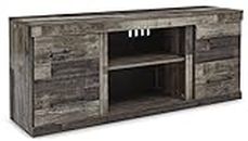 Signature Design by Ashley Derekson Rustic Large TV Stand up to 60" with 3 Adjustable Shelves and Fireplace Option, Gray