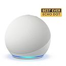 Amazon Echo Dot (5th Gen) | Smart speaker with Bigger sound, Motion Detection, Temperature Sensor, Alexa and Bluetooth| White