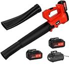Cordless Leaf Blower 400CFM with 2×4.0Ah Battery & Charger 6-Speed Electric Handheld Leaf Blower for Lawn Care Sweeping Snow and Surface Dust Cleaning (red)