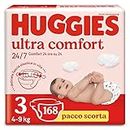 Huggies Ultra Comfort, Pannolini Taglia 3 (4-9 Kg), Design Disney, Pacco Scorta, 168 Pz