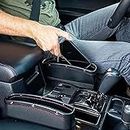 Lukzer 2PC Car Side Organizer Seat Gap Filler PU Leather Car Console Interior Catch Caddy Multipurpose Space Saving Organizer, Keys, Coins, Card Mobile Holder Box (Black)