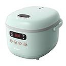 Bear Rice Cooker 8 Cups Cooked, Rice Cooker Small with 6 Cooking Functions, Advanced Fuzzy Logic Micom Technology, 24 Hours Preset Keep Warm, Non-Stick Inner Pot, 2L Green