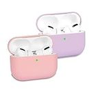 KOKOKA Case Cover Compatible with Airpods Pro, Soft Silicone Skin Case Cover Shock-Absorbing Protective Case for Airpods Pro, Front LED Visible, 2 Pack Pink/Lavender