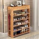 Lukzer 5 Layer Engineered Wood Shoe Rack with Two Drawer Storage Organizer Shelf Free Standing Stand Plants Display Entryway Cabinets (Brown Oak/SR-001/92 x 21 x 70 cm) DIY (Do It Yourself)