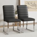 Set of 2/4 Dining Chairs High Back PU Leather Kitchen Dining Chair w/ Metal Legs