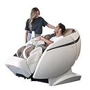 Skyliner III Massagesessel Casada - Massagestuhl, 4D-L-Track-Massage, Zero-Gravity, Carbon Wärme, Ganzkörper-Massage, Audiostimulation (Weiß-Braun)