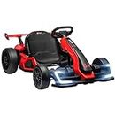 Aosom 24V 7.5 MPH Electric Go Kart with Adjustable Seat, Drifting Car Battery Powered Ride on Toy Outdoor with Slow Start, Button Start, Music, Honking Horn, Lights, for 6-12 Years Old, Red
