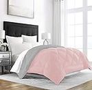 PESOMA Comforters All Season Microfiber Reversible 220 GSM Feather AC Comforter Lightweight Breathable Bedding Set Blanket Duvet Quilted Dohar Razai (Single Bed (60x90 Inch), Pink-Grey)