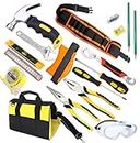 18-Piece Kids Real Tool Starter Kit with Tool Bag Hammer,Kids Safety Goggles, Pliers, Wrench,Screwdrivers,DIY Real Tools for Boys & Girls Beginner Learning Gift, Tool Belt Waist 22"-40"