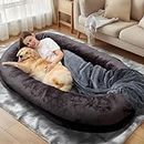 MACEVIA Giant Human Sized Dog Bed for People Adults, Orthopedic Extra Large Bean Bag Beds Office Nap Floor Lounger Floor Bed Gaming Chairs for Adults Pets Dogs Cats-Grey