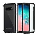 seacosmo Samsung S10 Plus Case with Screen Protector, Full Body Shockproof Air Cushion Protective Cover[Compatible with Fingerprint Sensor] Slim Fit Bumper Case for Samsung Galaxy S10 Plus- Black