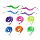 10 Pcs Magic Fuzzy Worms with Wiggle Eye, Trick Toy, Pet Toy with Invisible String for Pets,Cats,Puppy,Kids,Party Favors,Festival,Random Color