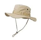 UltraKey Outdoor Sun Hat Double Layer Army Style Bush Jungle Cap for Fishing Hunting Khaki