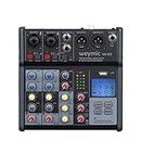 Weymic SE-40 Professional Mixer for Recording DJ Stage Karaoke w/USB Drive for Computer Recording Input, XLR Microphone Jack, 48V Power(4-Channel)