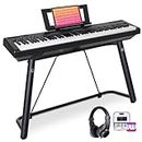 AODSK Weighted Piano 88-Key Beginner Digital Piano,Full Size Weighted keyboard with Hammer Action,with Sustain Pedal,2x25W Stereo Speakers,MP3 Function,Piano Lessons(S-200U Digital Piano with U Stand)
