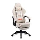 BAYBEE Drogo Multi-Purpose Ergonomic Gaming Chair with 7 Way Adjustable Seat, Head & USB Massager, PU Leather Lumbar Pillow Home & Office Chair with Full Reclining Back Footrest (Emperor White)