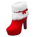 MYADDICTION Womens Red Fur Suede Ankle Boots Booties for Casual Party Christmas Dress 36 Clothing Shoes & Accessories | Womens Shoes | Heels