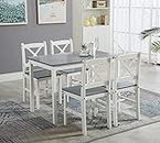 mcc direct Classic Solid Wooden Dining Table and 4 Chairs Set Kitchen Home [Grey/White/natural] (Grey)