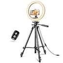 Sensyne 12'' Ring Light with Tripod Stand, LED Selfie Ring Light with Stand and Phone Holder for Photography/Recording/YouTube/TikTok, Compatible with All Cell Phones/Cameras
