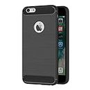 MaiJin Case for Apple iPhone 6 / iPhone 6S (4.7 inch) Soft Silicon Brushed with Texture Carbon Fiber Design Protection Cover (Black)