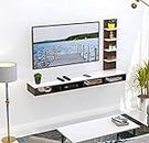 BLUEWUD Primax Engineering Wood Wall Mount TV Entertainment Unit Set Top Box Stand/TV Cabinet with Shelves for Books & Décor Display Unit, Ideal for 50 Inches (Wenge & White/DIY)