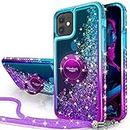 Miss Arts for iPhone 11 Case, [Silverback] Moving Liquid Holographic Sparkly Glitter Case with Kickstand, Bling Diamond Ring Stand Slim Protective Case for Girls Women for iPhone 11 6.1 inch -Purple