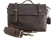 Gino Romano 2 Tone Real Leather Office Laptop Bag (Dark Brown)