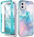 DT Compatible for iPhone 11 Case Built with Screen Protector, Lightweight and Stylish Full Body Shockproof Protective Rugged TPU Case for Apple iPhone 11 6.1inch (Marble)