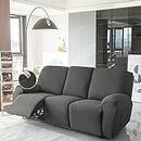 HOKIPO Recliner Stretch Sofa Slipcover 3 Seater Fully Covered 8-Piece Set Machine Washable Furniture Protector with Elasticity for Kids Pet, Grey (AR-4742-GRY)