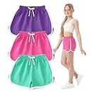T.H.L.S Big Girls 3 Pack Running Athletic Cotton Shorts, Workout and Fashion Dolphin Summer Beach Sports 12-14