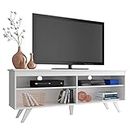 Madesa TV Stand with 4 Shelves and Cable Management, Entertainment Center for TVs up to 65 Inches, Wood, 23'' H x 15'' D x 59'' L – White