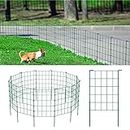 OUSHENG 20ft Green Garden Fence for Dog, Easy Assembly Decorative Fencing Rustproof Metal Wire Panel Border for Outside, Small Animal Barrier for Yard Outdoor, Grids