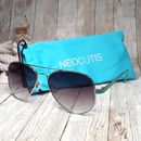 Neocutis Silver Metal Light Blue Aviator Women Sunglasses Purple Gradient Lenses