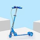 Oumffy Road Runner Kick Scooter for Kids Ages 3-14 Years Old Boy Girl with 3 Wheel LED Lights, Adjustable Handlebar & Foldable Design & Lean-to-Steer, Max User weight-50 kgs Kick Scooter (Blue)