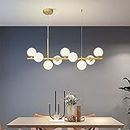 SYUFRE Mid Century Sputnik Pendant Lighting,9 Lights Glass Globe Chandelier for Kitchen Island,Modern LED Ceiling Pendant Light for Dining Room Living Room-E 83x24cm(33x9inch) (Color : F_83x24cm(33x9