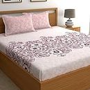 My Room 100% Cotton Fitted King Bedsheet with 2 Pillow Covers Cotton, 140tc Floral Pink Bedsheets for King Bed Cotton 72” x 78” or 6ft x6.5ft