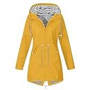TIMIFIS Packable Rain Jacket Women Lightweight Waterproof Hooded Rain Coats Plus Size Outdoor Raincoats with Pockets, Yellow, Small