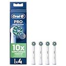 Oral-B Pro Cross Action Electric Toothbrush Head, X-Shape And Angled Bristles for Deeper Plaque Removal, Pack of 4 Toothbrush Heads, White