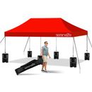 SereneLife Pop Up Tent Commercial Instant Shelter - Waterproof Polyester Tent w/ Portable Wheeled Carry Bag & Sand Bag | Wayfair SLGZ20R