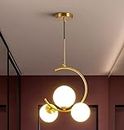 Desidiya® 3-Light Globe Chandelier Hanging Light Gold Modern Ceiling Pendant Lamp with White Glass Adjustable Cord Ceiling Light for Bedroom Living Dining Room (Bulb not Included - Pack of 1)
